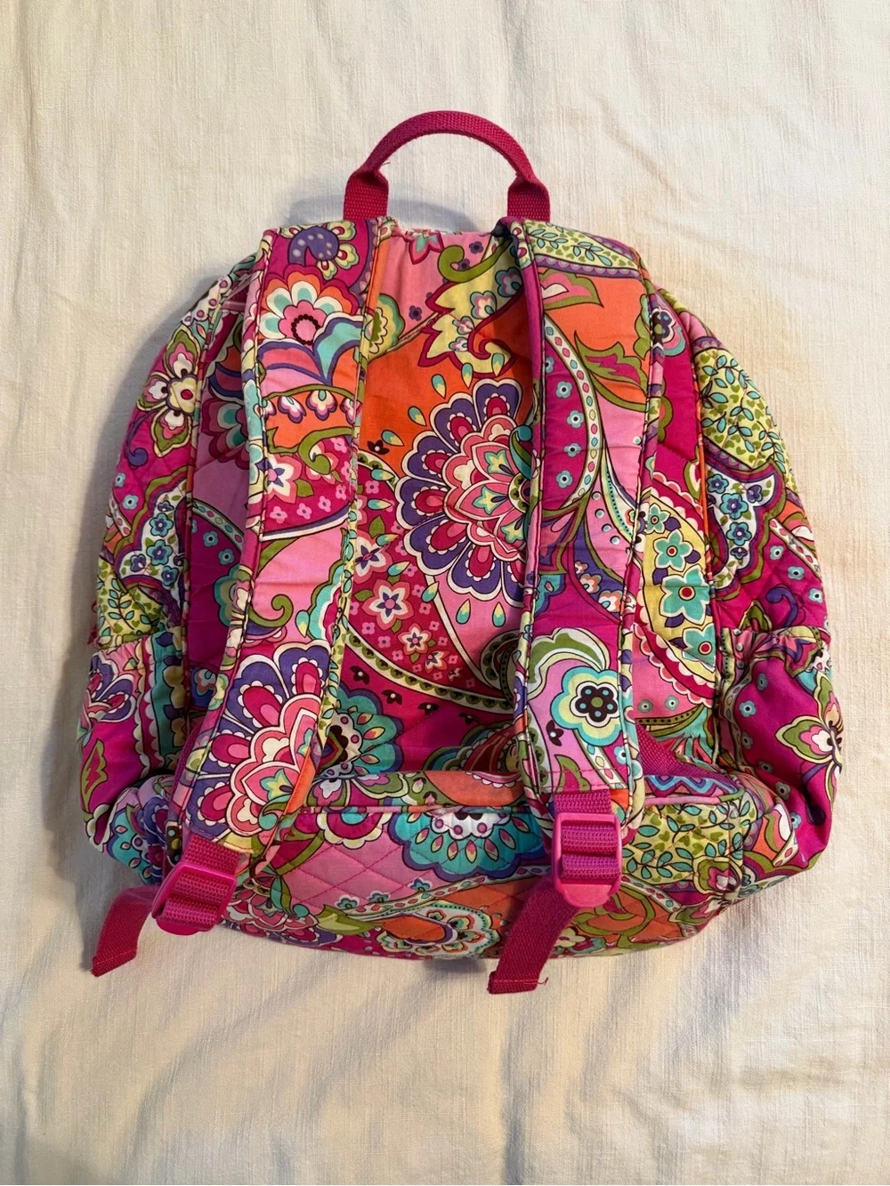 Vera Bradley Quilted Floral Paisley Backpack - Hot Pink & Orange